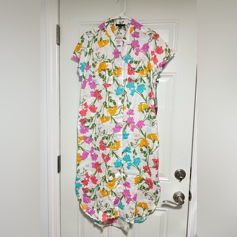100% Linen Midi Shirtdress - Picture 2 of 3